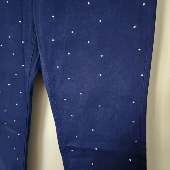 St. John's Bay Navy Rhinestone Embellished Girlfriend Chino Mid-Rise Pants 14 - Picture 3 of 9